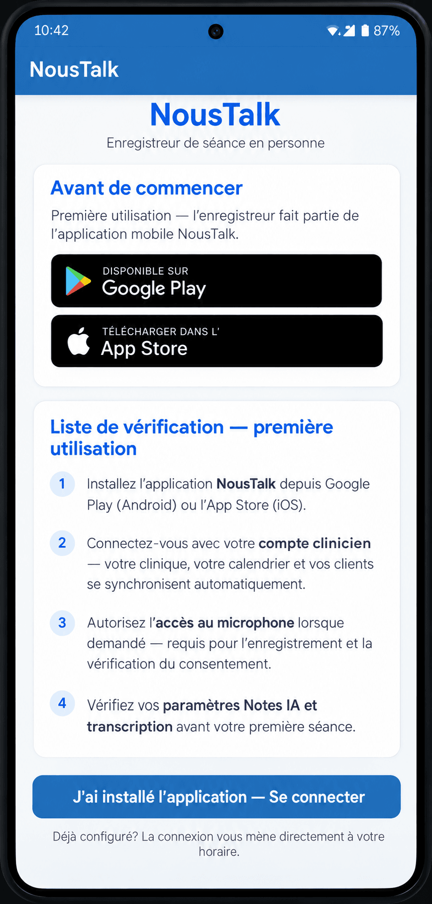 Application Mobile et Enregistreur Vocal NousTalk